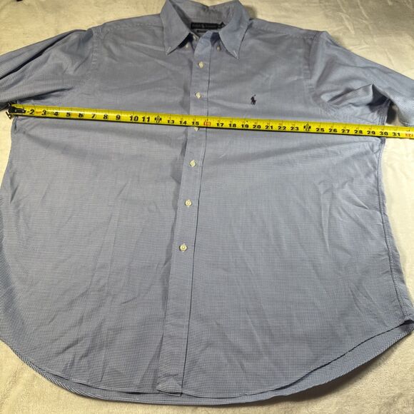 Polo Ralph Lauren Shirt Men's XXL Blue Classic Fit Houndstooth Luxury Preppy - Picture 5 of 11